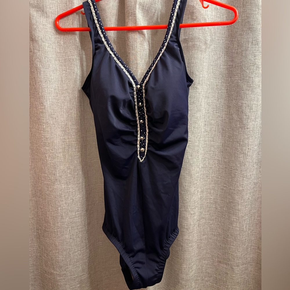 Navy blue Maxine of Hollywood one piece swimsuit size 12, never worn!